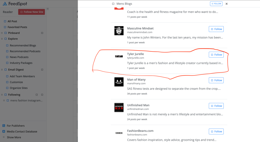 Tyler Jurelle is featured in Feedspot's Top 100 Men's Blogs