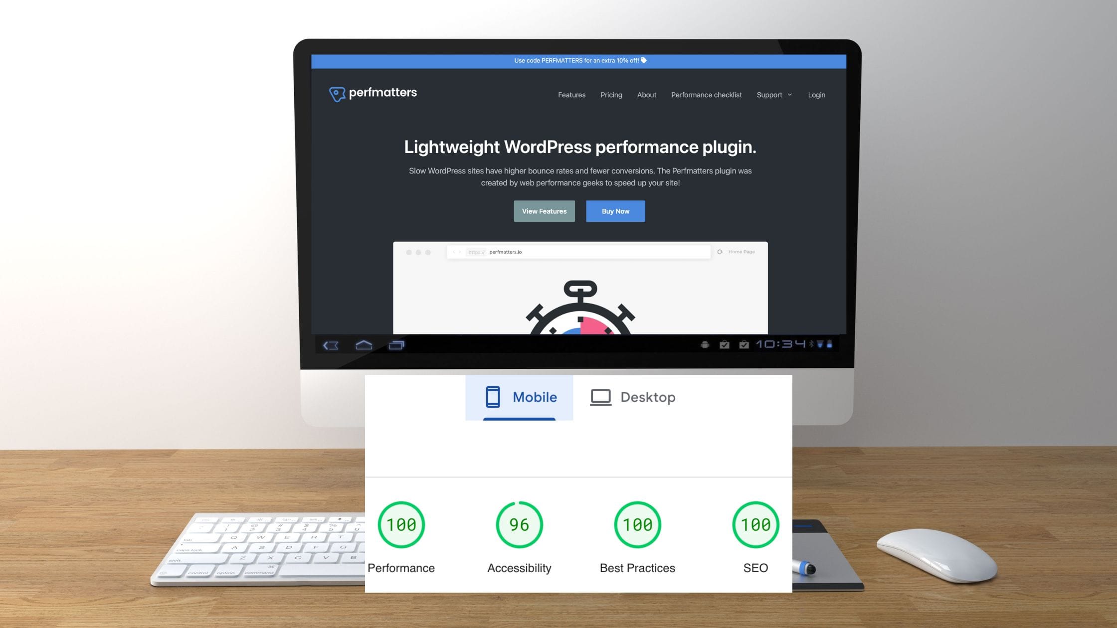 The limited Perfmatters settings Tyler Jurelle recommends help his website achieve near-perfect scores on Google Lighthouse PageSpeed Insights.