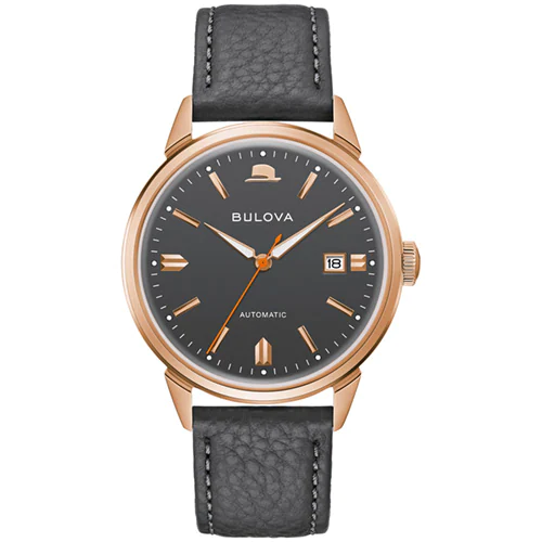 Tyler Jurelle's top choice: the 40mm Men's Bulova Frank Sinatra Watch with a Gray Dial and Gray Leather Strap for its refined aesthetics.