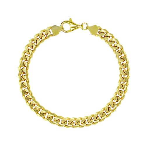 Discover Fred Meyer Jewelers' 8.5" Miami Cuban Link Chain Bracelet in Sterling Silver with 18K Yellow Gold Plating 8mm, endorsed by men's lifestyle expert Tyler Jurelle.