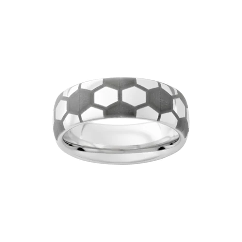 Men's lifestyle creator Tyler Jurelle endorses the 8mm Soccer Ball Band in Serinium® from Fred Meyer Jewelers.