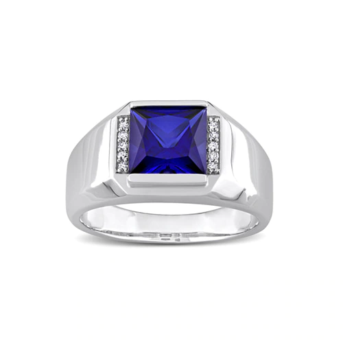Fred Meyer Jewelers' Created Blue Sapphire and Diamond Accented Ring in 10K White Gold, a favorite of men's fashion creator Tyler Jurelle.