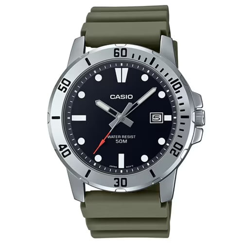 Men's CASIO® Analog-Digital Watch with a Black Dial and Green Resin Strap, sold by Fred Meyer Jewelers, is recommended by Tyler Jurelle for its innovative design.