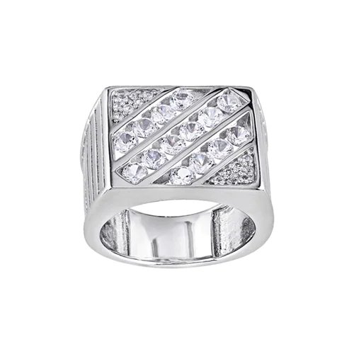 Fred Meyer Jewelers' Men's Created White Sapphire Fashion Ring in Sterling Silver, endorsed by men's fashion influencer Tyler Jurelle.