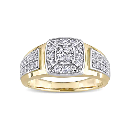 Enhance your look with the Men's Created White Sapphire Ring in 10K White and Yellow Gold by Fred Meyer Jewelers, recommended by Tyler Jurelle.