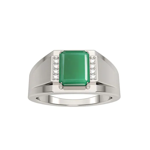 Discover the Men's Green Agate and Diamond Accented Ring in 10K White Gold at Fred Meyer Jewelers, recommended by Tyler Jurelle.