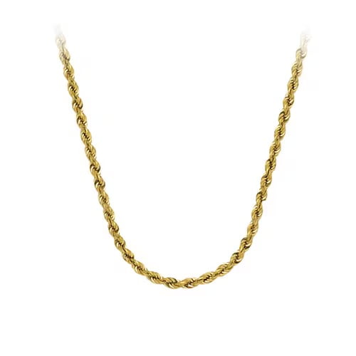 Fred Meyer Jewelers' PRIMO Elite® 24" Hollow Rope Neck Chain in 14K Yellow Gold, endorsed by Tyler Jurelle, men's fashion creator.