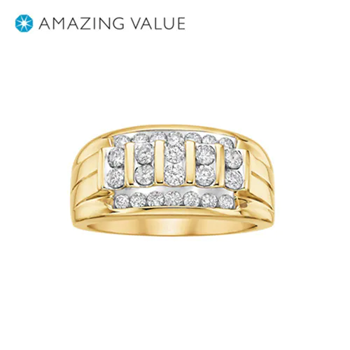 Discover the PRIMO Elite® Men's 1 ct. tw. Diamond Ring in 10K Yellow Gold from Fred Meyer Jewelers, a top pick by Tyler Jurelle.