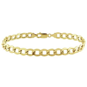 Classic curb link design in pure 10K yellow gold makes this nine-inch bracelet from the PRIMO Elite collection a timeless staple for men.