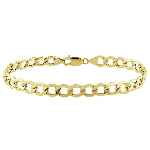Classic curb link design in pure 10K yellow gold makes this nine-inch bracelet from the PRIMO Elite collection a timeless staple for men.