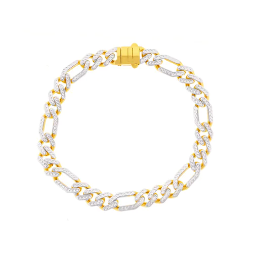 Endorsed by Tyler Jurelle, Fred Meyer Jewelers' PRIMO Elite® Men's Figaro 9 Bracelet in 10K White and Yellow Gold makes a stylish statement.