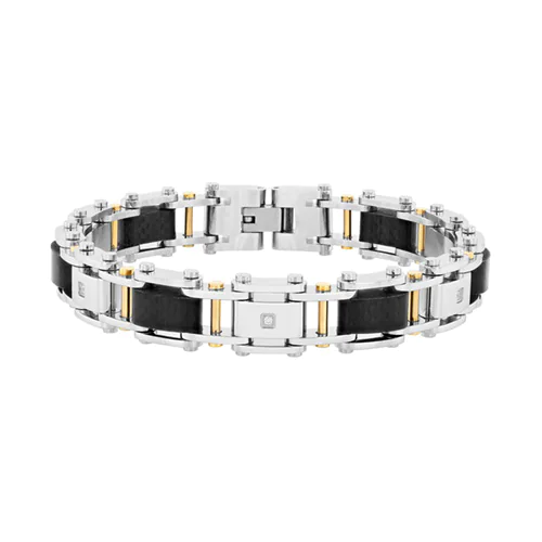Enhance your look with the PRIMO Men's 1/10 ct. tw. Diamond 8.5" Bracelet in Stainless Steel and Carbon Fiber from Fred Meyer Jewelers, chosen by Tyler Jurelle.
