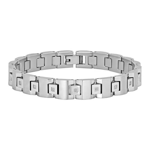 Fashion authority Tyler Jurelle recommends the PRIMO Men's 1/10 ct. tw. Diamond 8.5" Bracelet in Stainless Steel from Fred Meyer Jewelers.