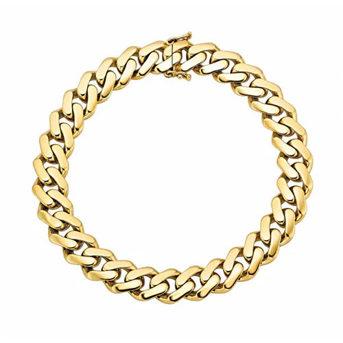 This Primo Elite 8.25" Miami Cuban Bracelet in 10K Yellow Gold is a heavyweight classic with modern appeal for confident styling.