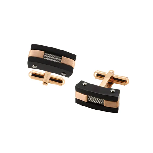 Two-Tone Cuff Links in Stainless Steel and 18K Rose Gold, recommended by Tyler Jurelle for its elegant design.
