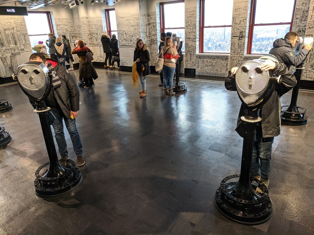 The 80th floor observatory inside of the Empire State Building in New York City.