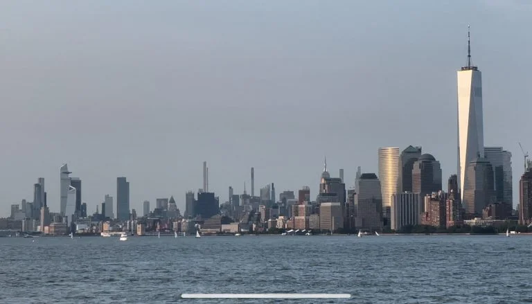 The New York City skyline, which features some of its skyscrapers with the highest observation decks available to the public.